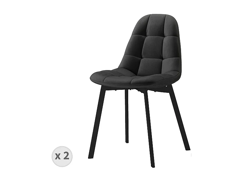 STELLIA-Silla de terciopelo negro y metal negro (x2)