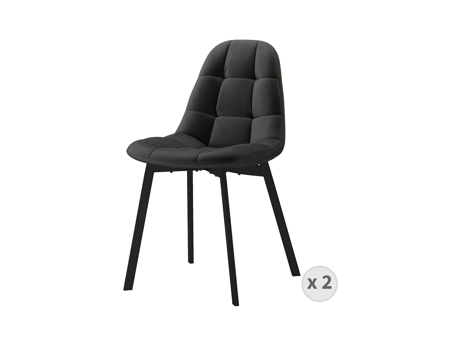STELLIA-Chaise en velours Noir (x2)