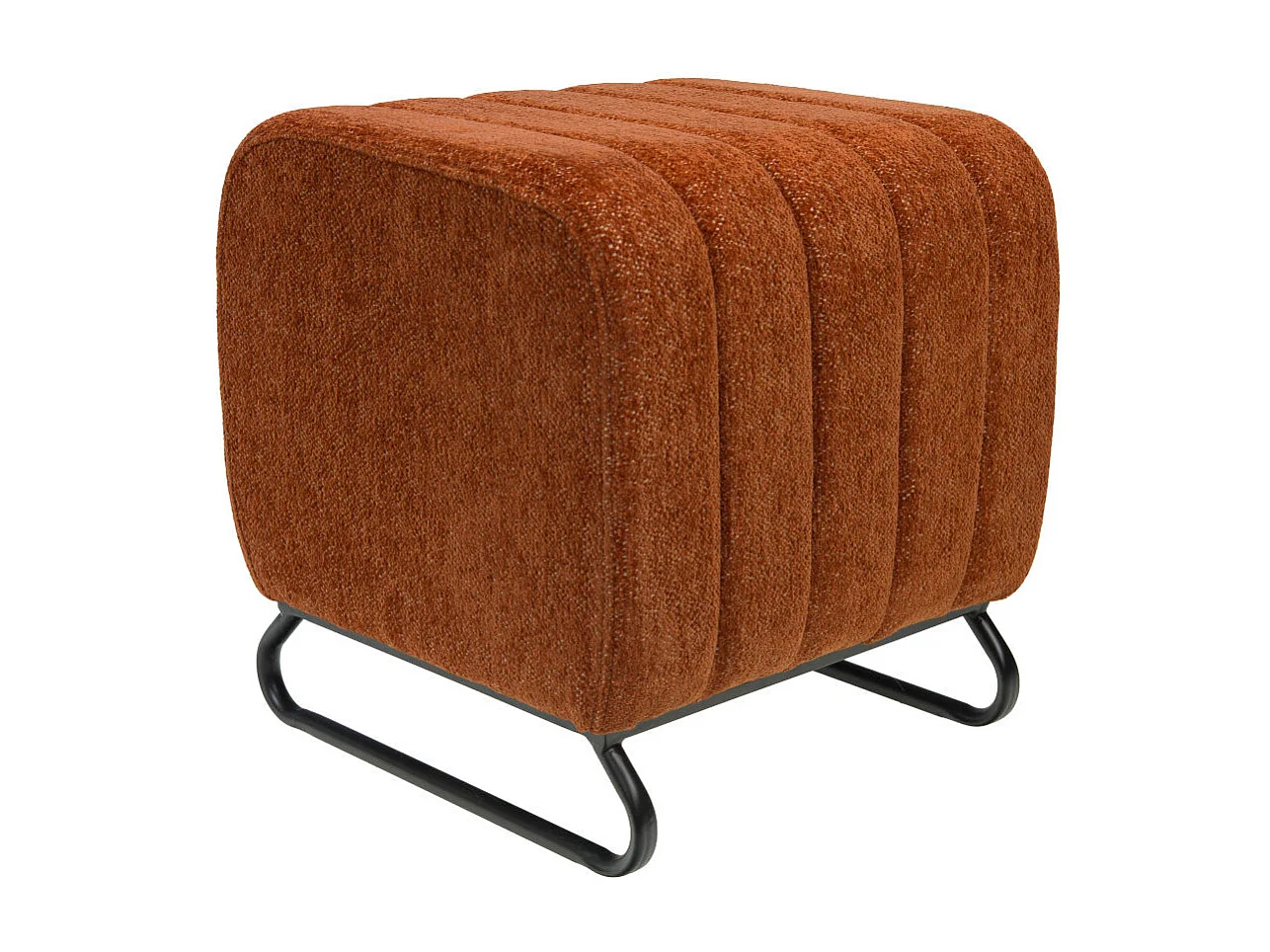 Pouf rond en tissu rouge avec piètement métal Ø40 cm Eli
