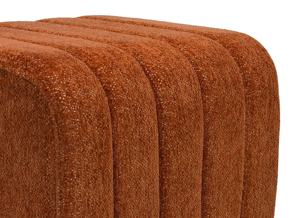 Pouf rond en tissu rouge avec piètement métal Ø40 cm Eli