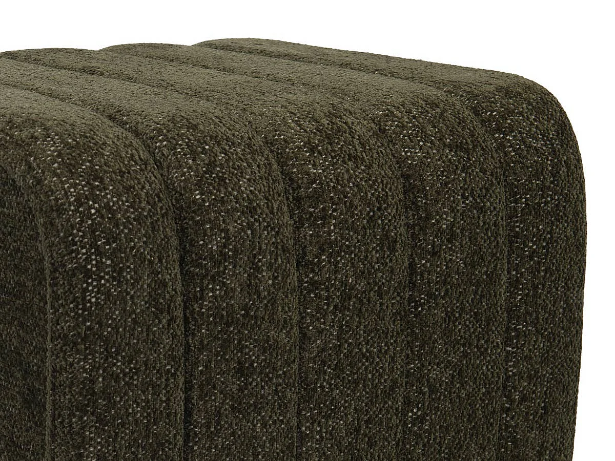 Pouf rond en tissu kaki avec piètement métal Ø40 cm Eli