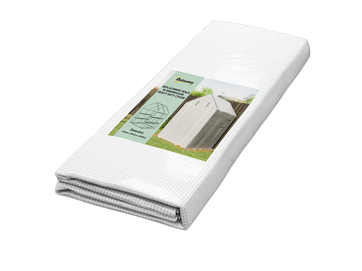 Bâche de remplacement serre de jardin dim. 140L x 143l x 190H cm - 2 fenêtres, porte zippée enroulable - PE anti-UV imperméable blanc