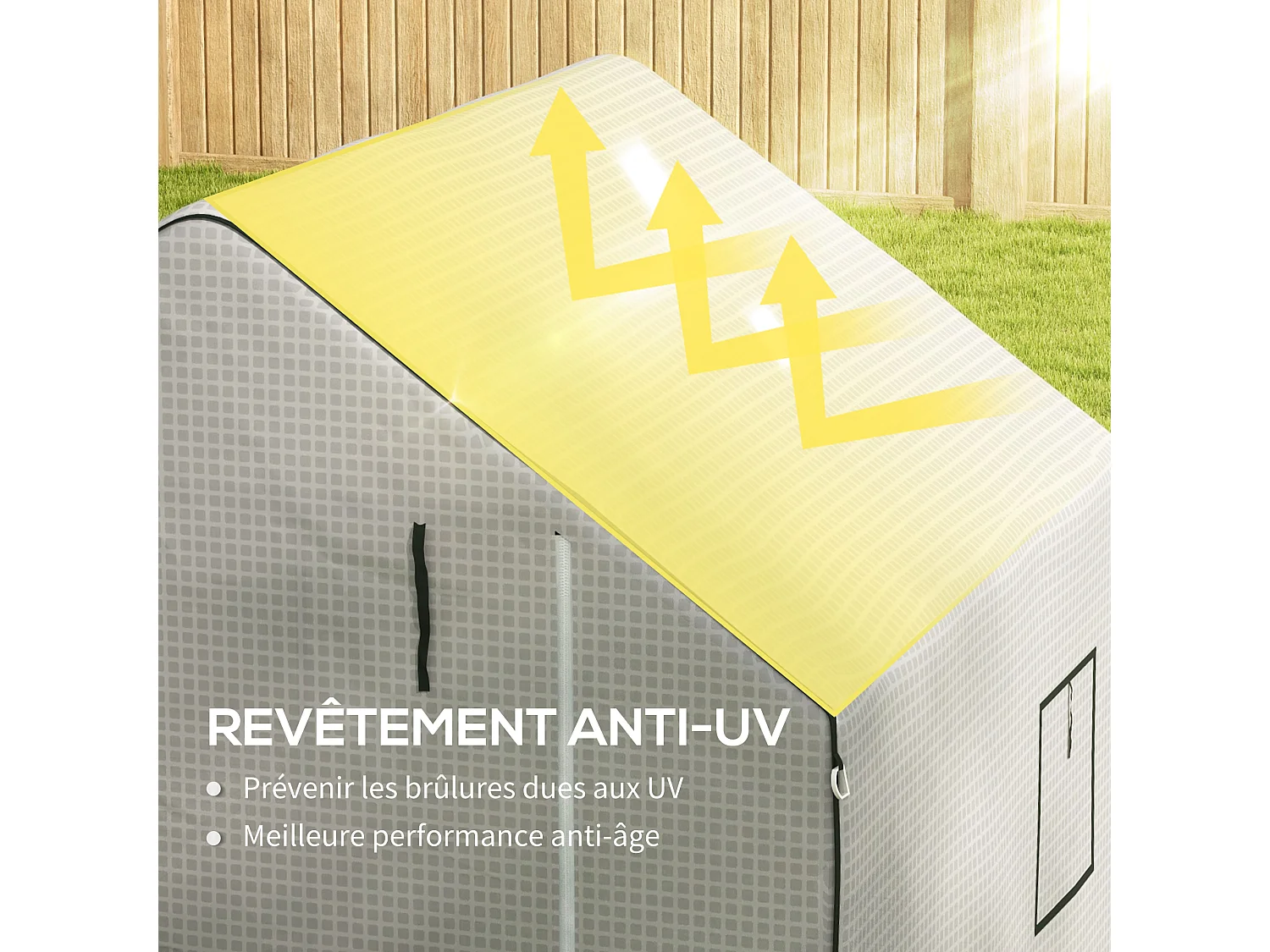 Bâche de remplacement serre de jardin dim. 140L x 143l x 190H cm - 2 fenêtres, porte zippée enroulable - PE anti-UV imperméable blanc