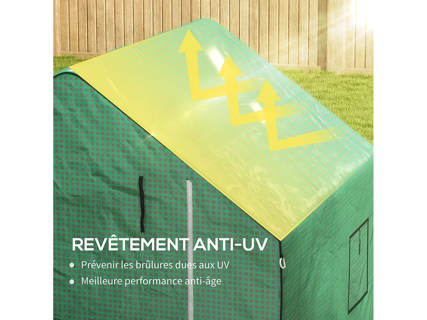 Bâche de remplacement serre de jardin dim. 140L x 143l x 190H cm - 2 fenêtres, porte zippée enroulable - PE anti-UV imperméable vert