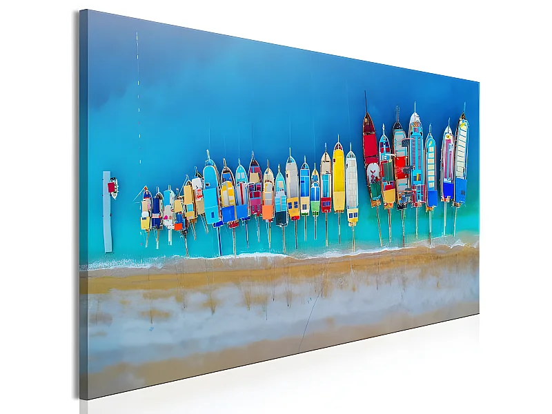 Tableau Colourful Boats (1 Part) Narrow 150x50 cm