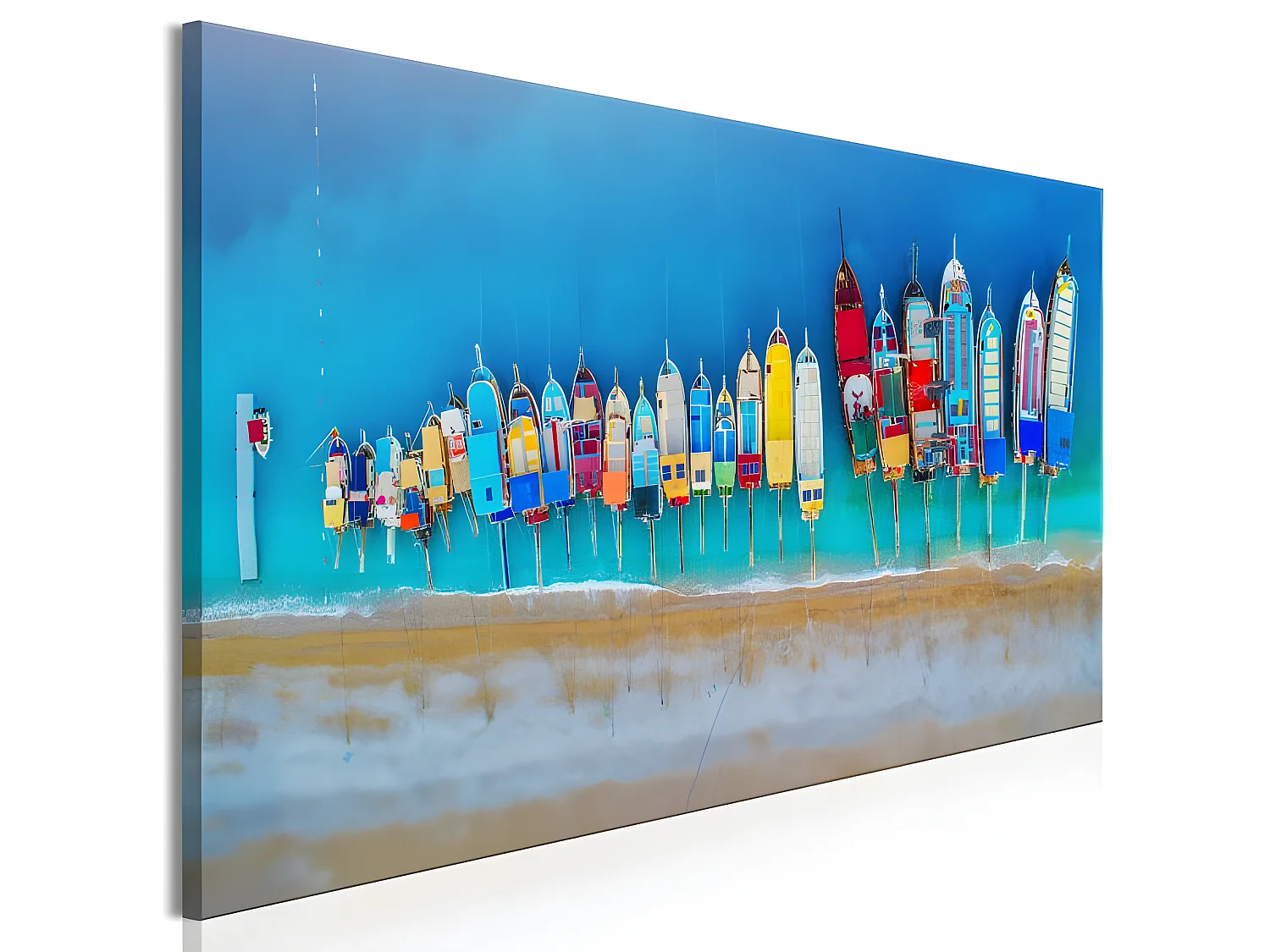 Tableau Colourful Boats (1 Part) Narrow 150x50 cm