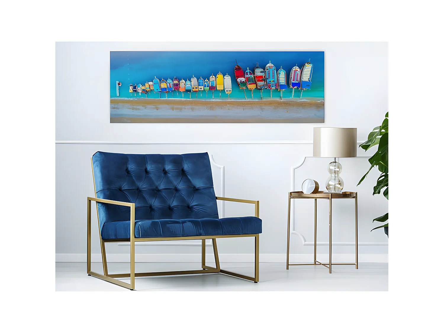 Tableau Colourful Boats (1 Part) Narrow 150x50 cm