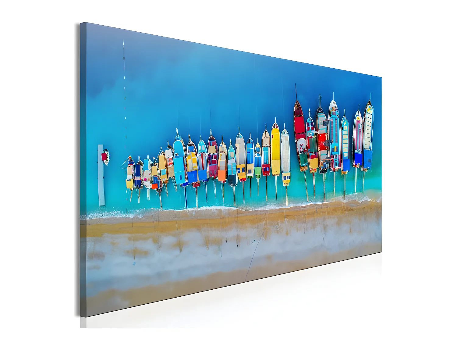 Tableau Colourful Boats (1 Part) Narrow 150x50 cm