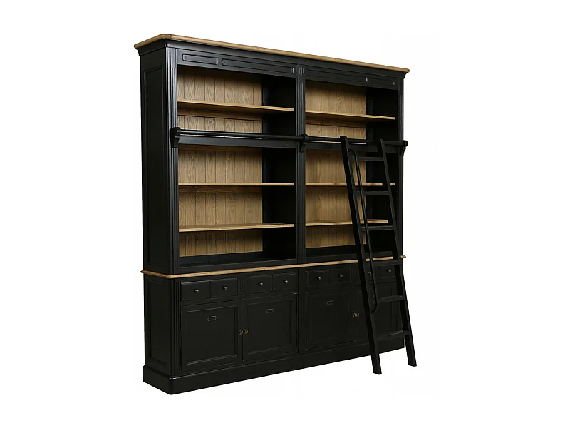 Bibliothèque 2 modules Bois Noir - Manoir Interior's