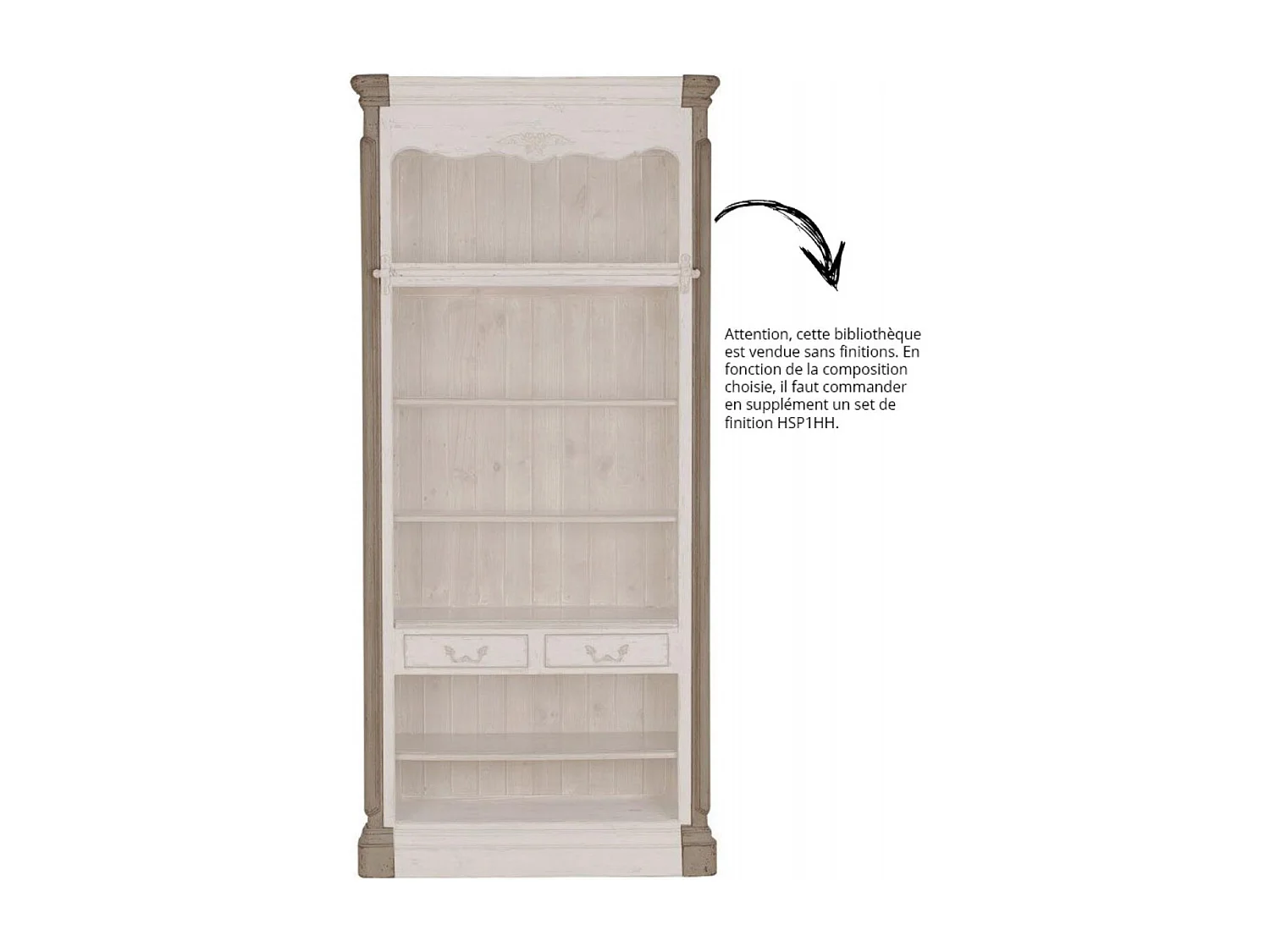 Bibliothèque modulable 2 tiroirs Bois Gris - Château Interior's