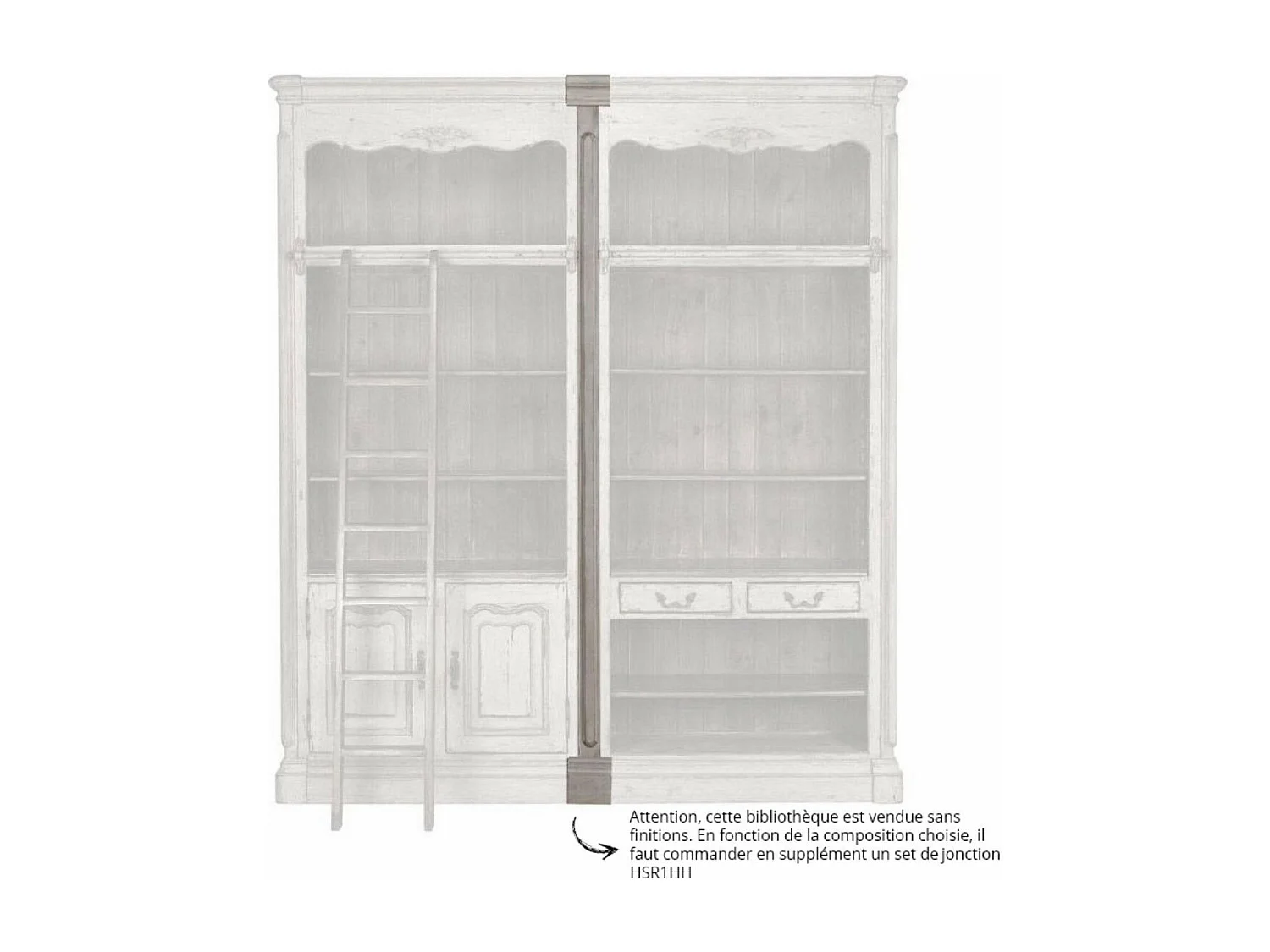 Bibliothèque modulable 2 tiroirs Bois Gris - Château Interior's