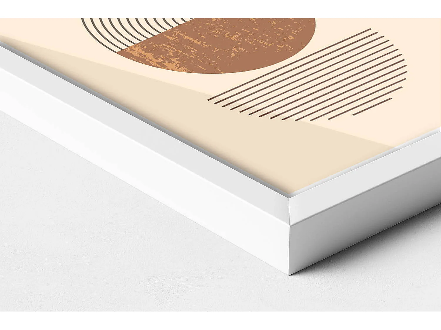 Tableau décoratif avec cadre blanc, Reflets dorés et abstractions bohèmes 20 x 30 cm – Parfait pour le salon ou la chambre