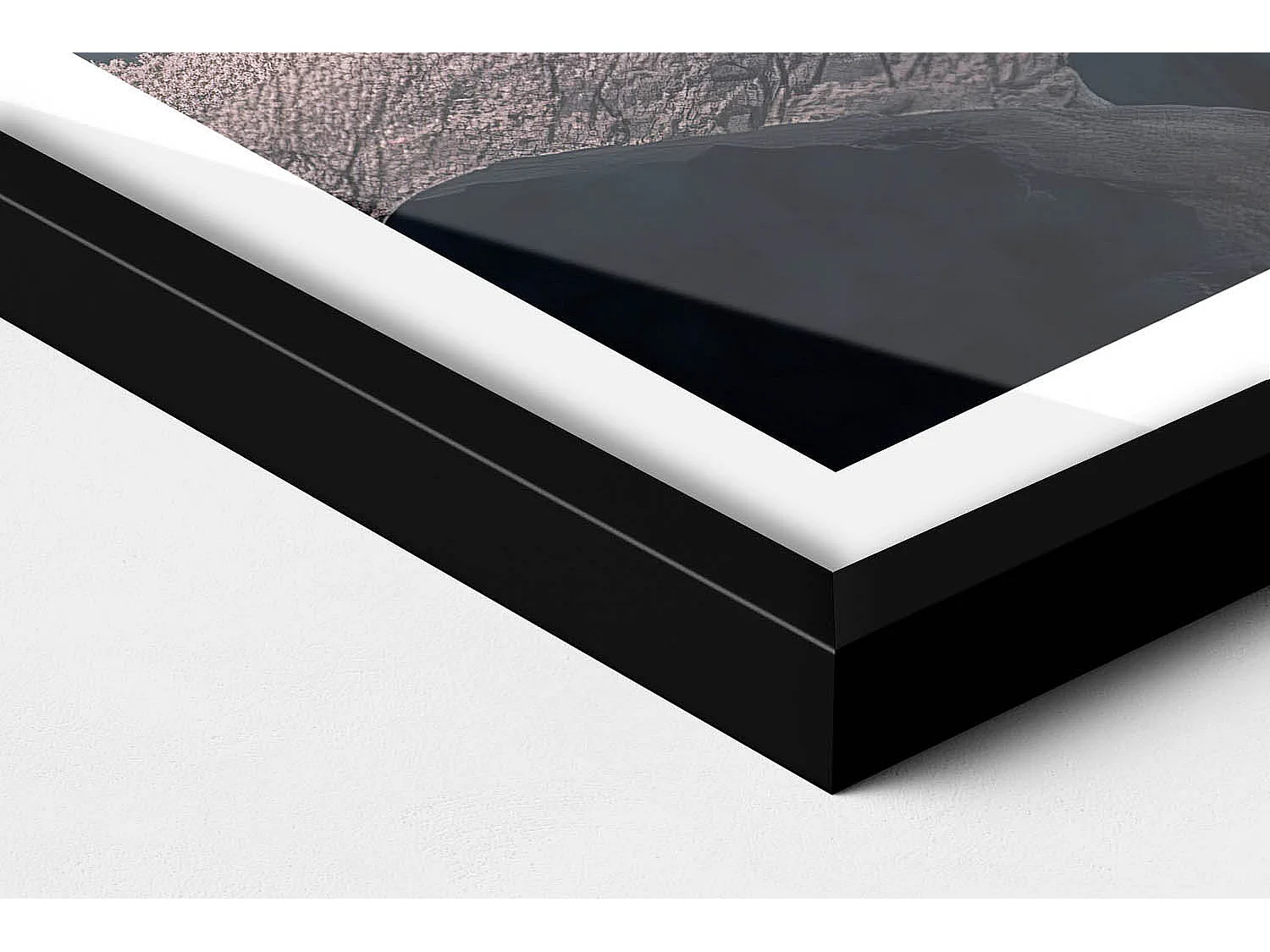 Dekoratives Gemälde mit schwarzem Rahmen, asiatischem Turm und Kirschblüten 60 x 40 cm – Perfekt für das Wohn- oder Schlafzimmer