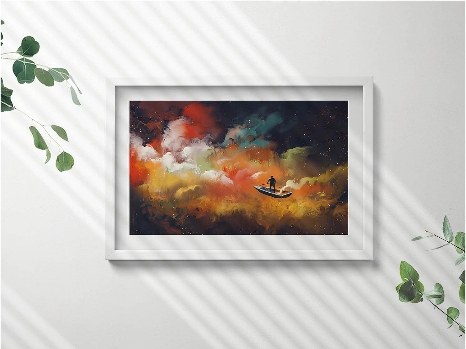 Dekoratives Gemälde mit weißem Rahmen, Eine abstrakte Vorstellung vom Erwachsenenleben 60 x 40 cm – Perfekt für das Wohn- oder Schlafzimmer