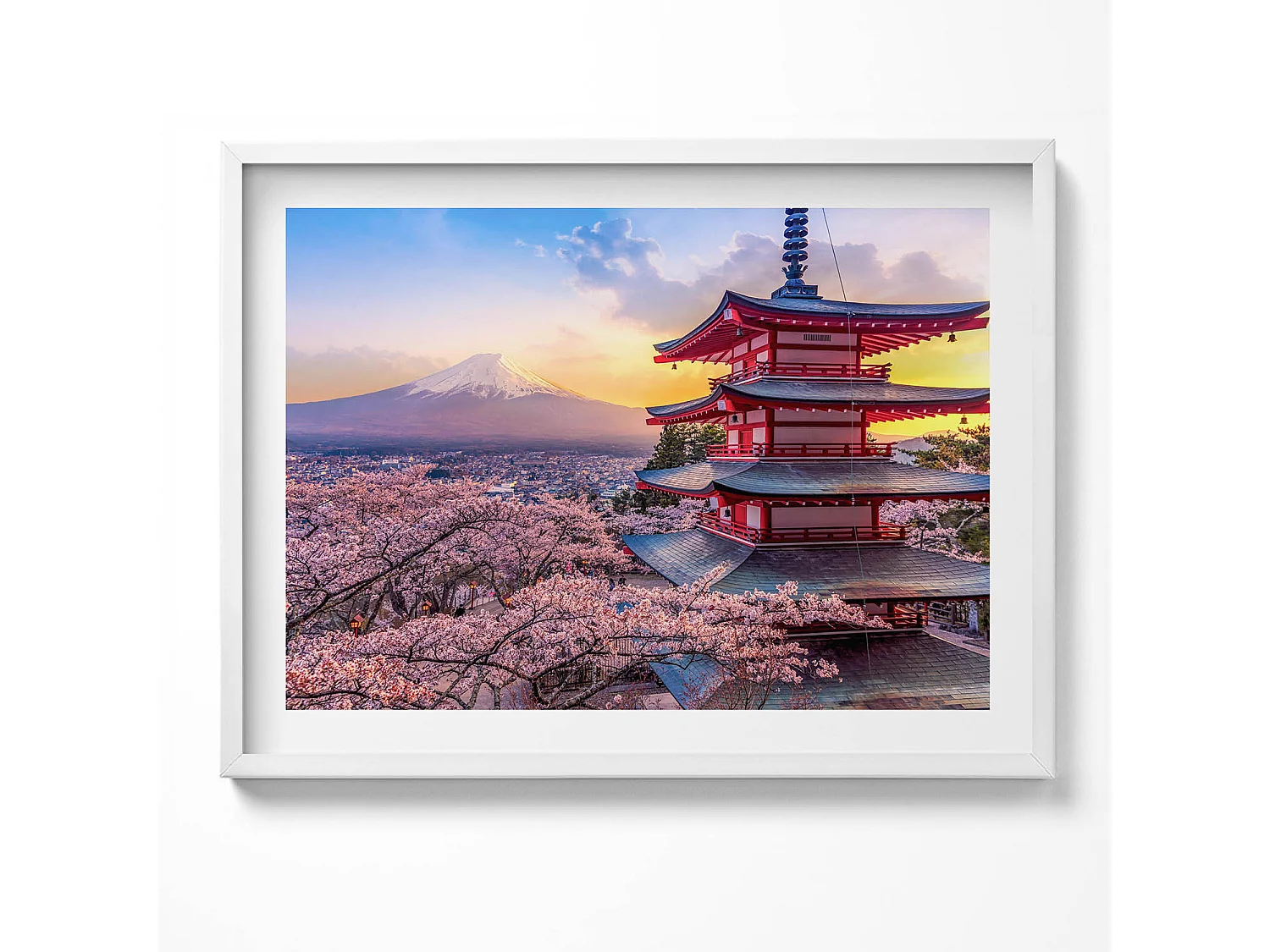 Decoratief schilderij met witte lijst, Japanse constructie 80 x 60 cm – Perfect voor de woon- of slaapkamer