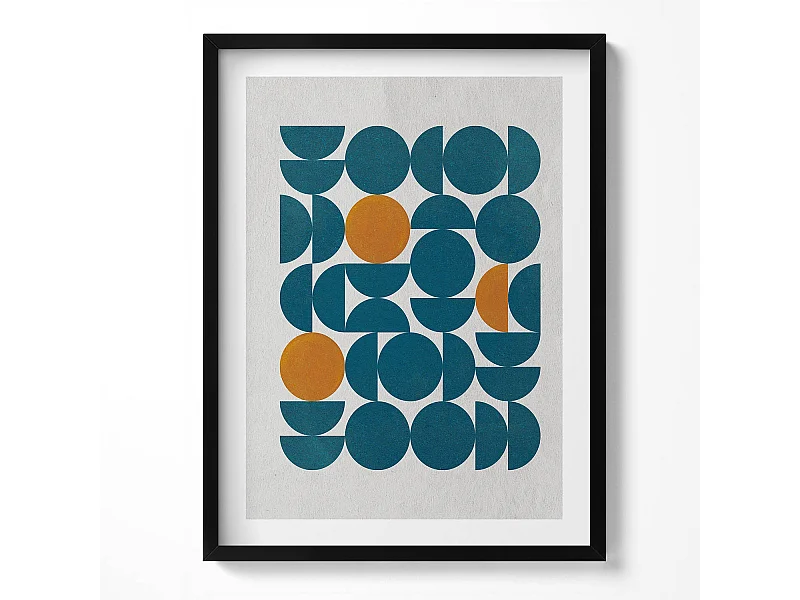 Dekoratives Gemälde mit schwarzem Rahmen, geometrische Komposition 60 x 80 cm – perfekt für das Wohn- oder Schlafzimmer