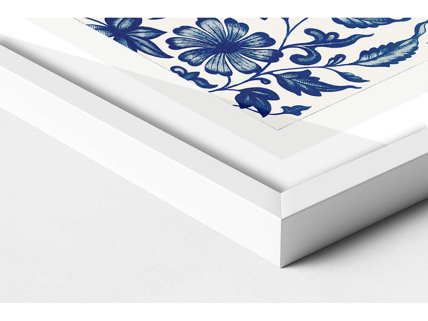 Tableau décoratif avec cadre blanc, Motif floral vintage 40 x 60 cm– Parfait pour le salon ou la chambre