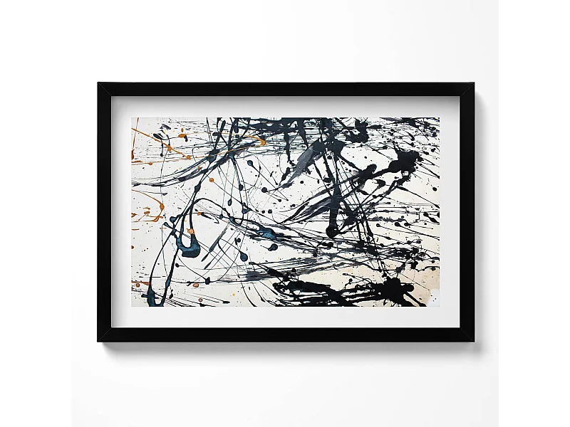 Decoratief schilderij met zwarte lijst, abstracte creatieve kunst 60 x 40 cm – perfect voor de woon- of slaapkamer