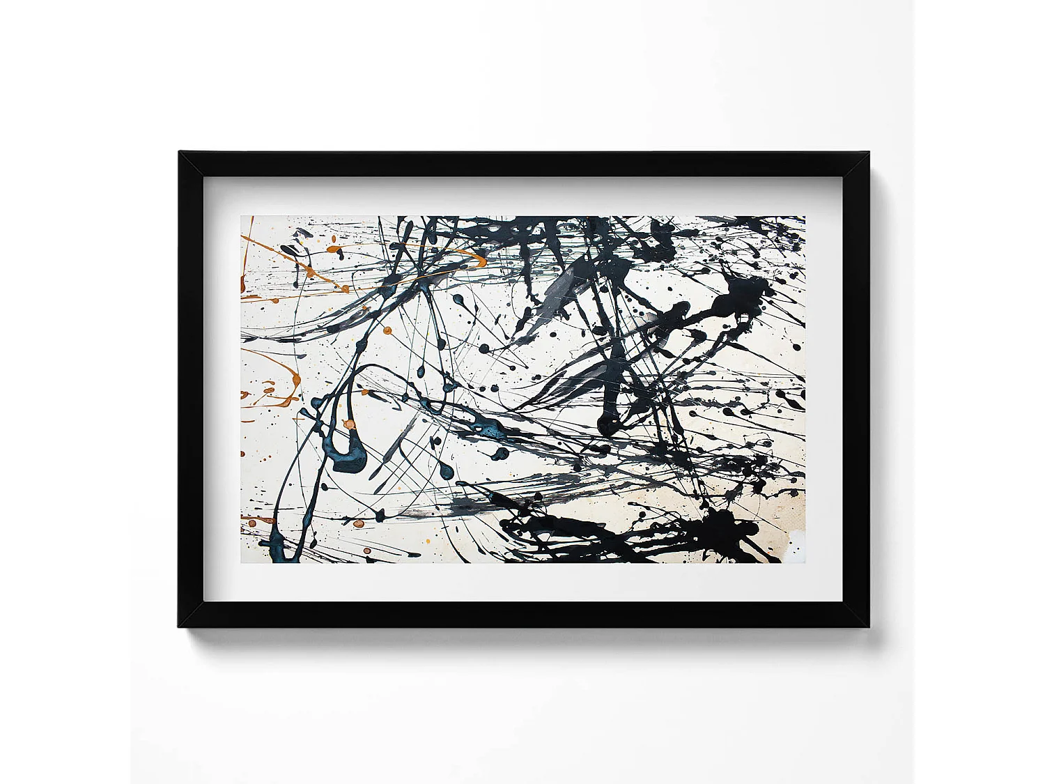 Decoratief schilderij met zwarte lijst, abstracte creatieve kunst 60 x 40 cm – perfect voor de woon- of slaapkamer