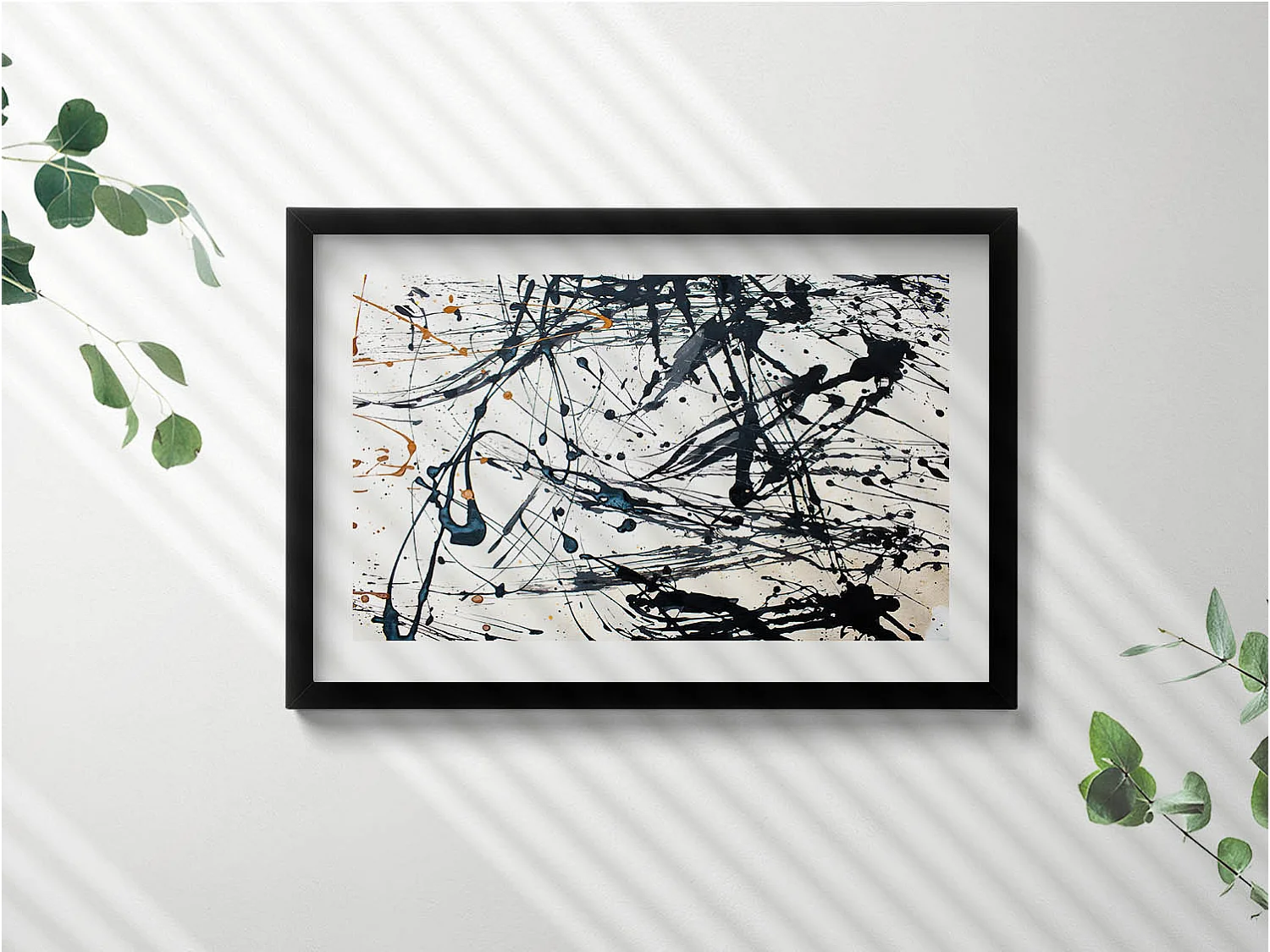 Quadro decorativo con cornice nera, Arte creativa astratta 60 x 40 cm – Perfetto per il soggiorno o la camera da letto