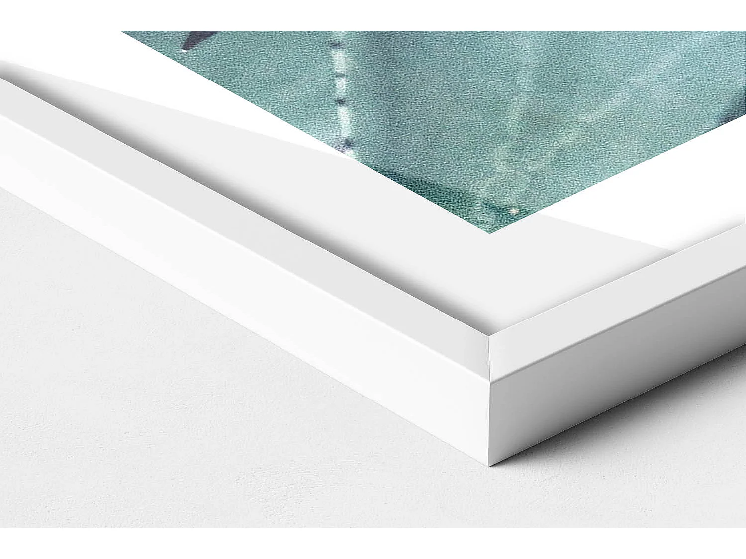 Dekoratives Gemälde mit weißem Rahmen, Grüne Sukkulente 100 x 70 cm – Perfekt für das Wohn- oder Schlafzimmer