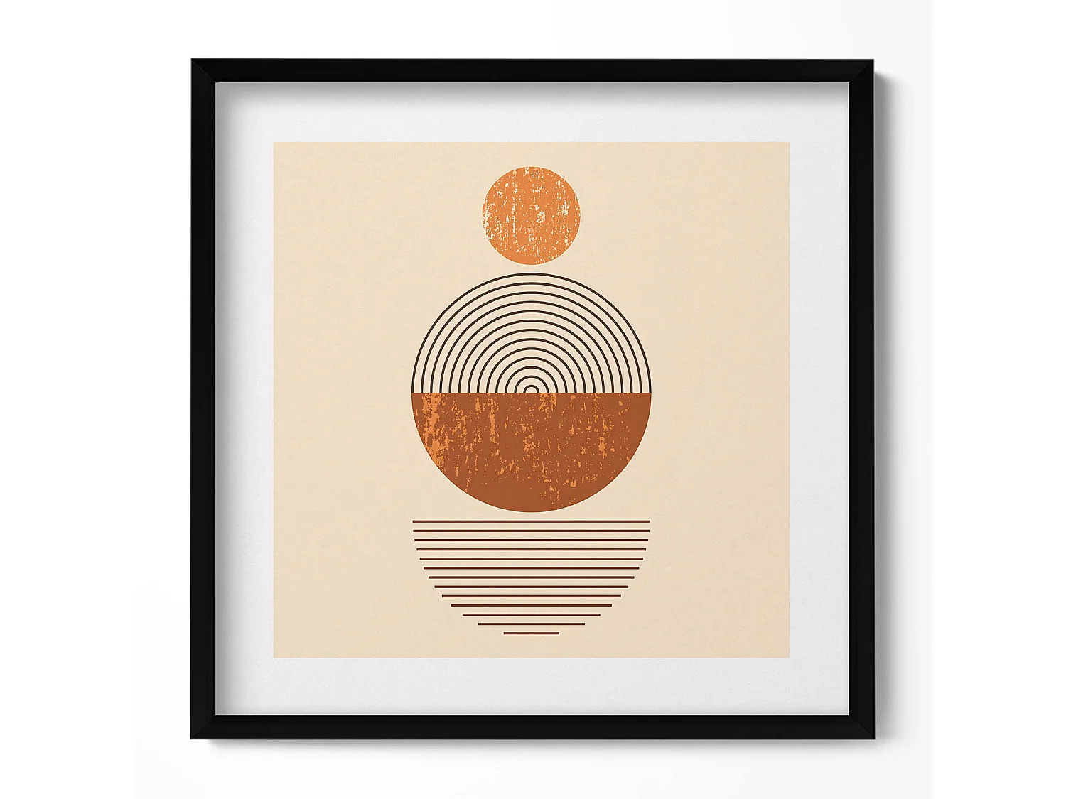 Tableau décoratif avec cadre noir, Art géométrique dans un style bohème 50 x 50 cm – Parfait pour le salon ou la chambre