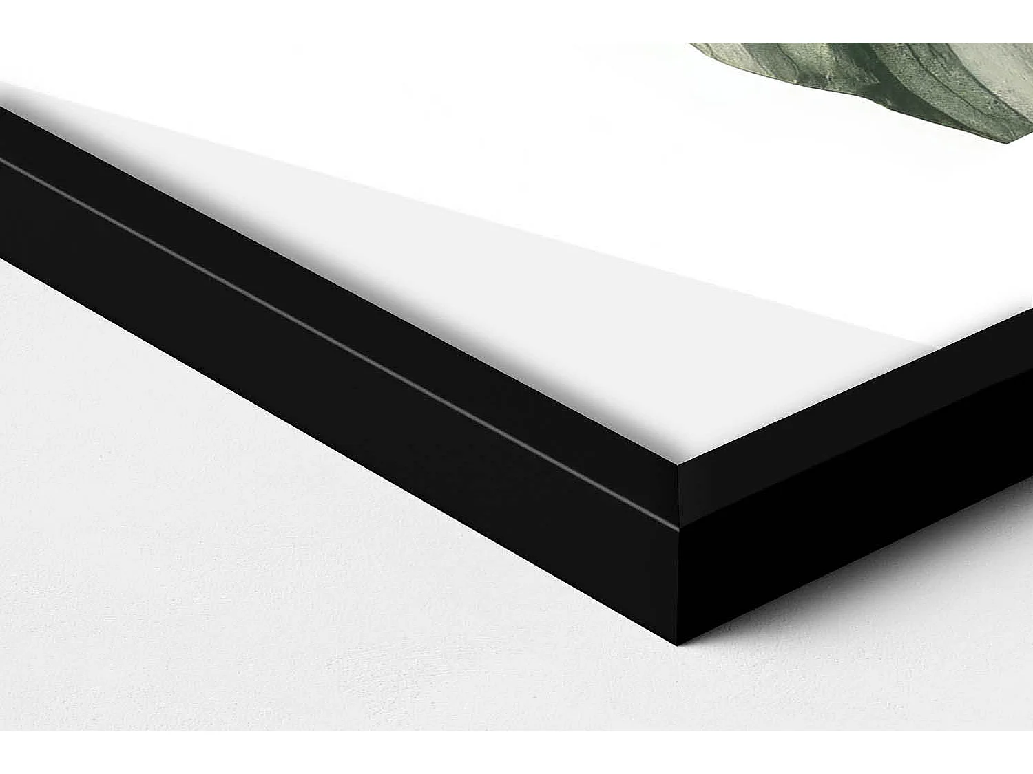 Tableau décoratif avec cadre noir, Feuilles de monstera peintes 70 x 100 cm– Parfait pour le salon ou la chambre