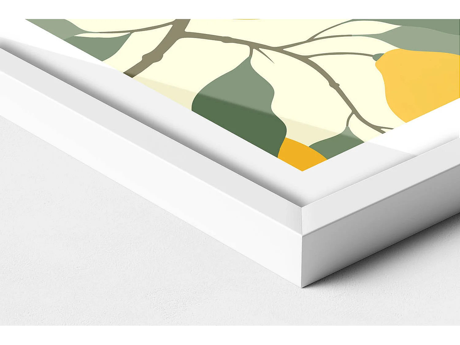 Tableau décoratif avec cadre blanc, Illustration de citrons 60 x 40 cm– Parfait pour le salon ou la chambre