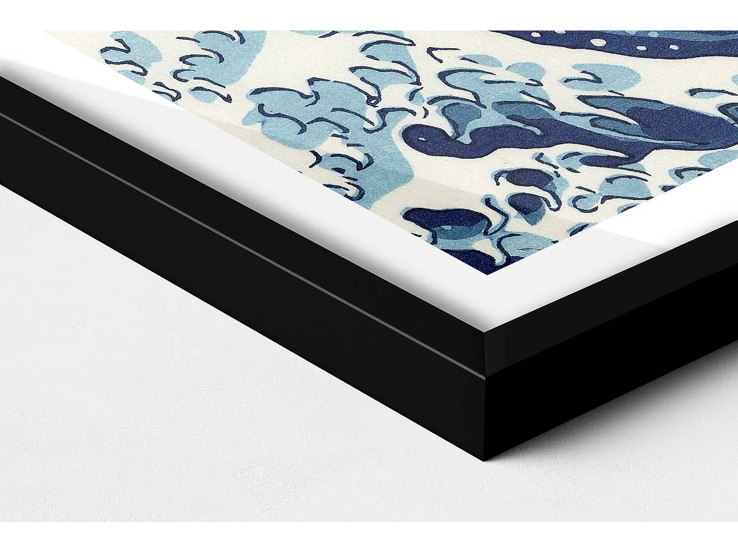 Dekoratives Gemälde mit schwarzem Rahmen, Große Welle in Kanagawa 40 x 60 cm – Perfekt für das Wohn- oder Schlafzimmer