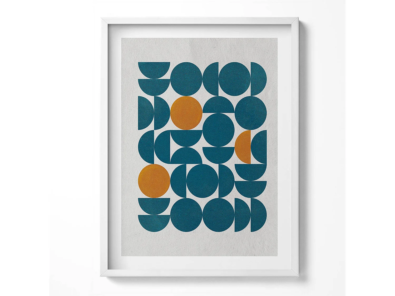 Dekoratives Gemälde mit weißem Rahmen, geometrische Komposition 60 x 80 cm – perfekt für das Wohn- oder Schlafzimmer