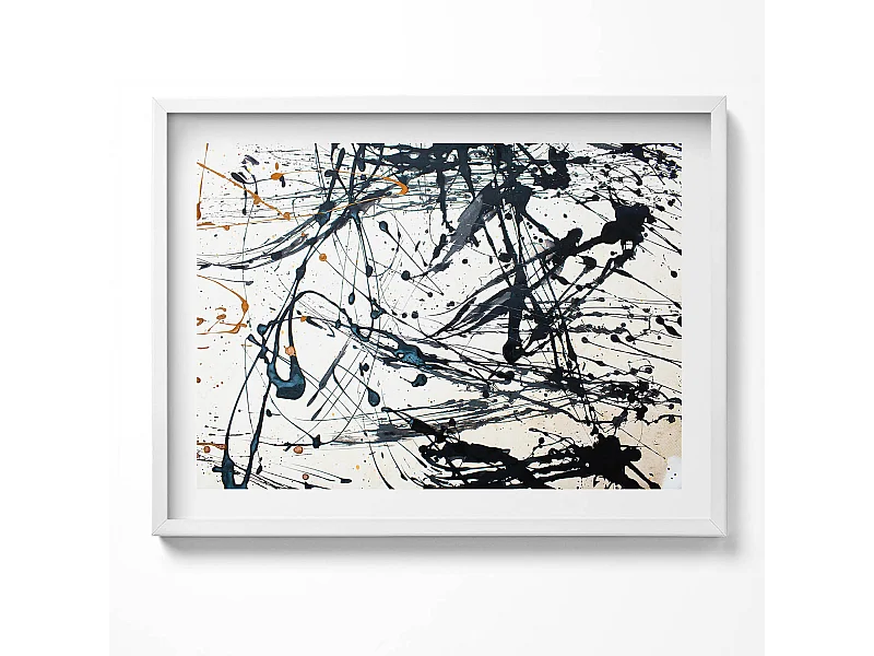 Decoratief schilderij met witte lijst, abstracte creatieve kunst 80 x 60 cm – perfect voor de woon- of slaapkamer