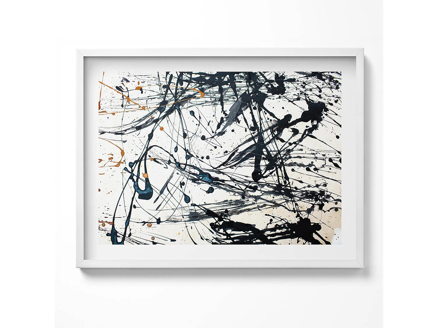 Decoratief schilderij met witte lijst, abstracte creatieve kunst 80 x 60 cm – perfect voor de woon- of slaapkamer