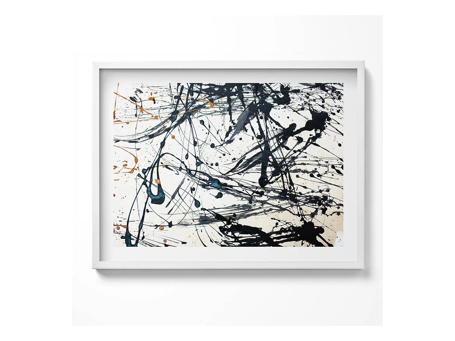 Tableau décoratif avec cadre blanc, Art créatif abstrait 80 x 60 cm– Parfait pour le salon ou la chambre