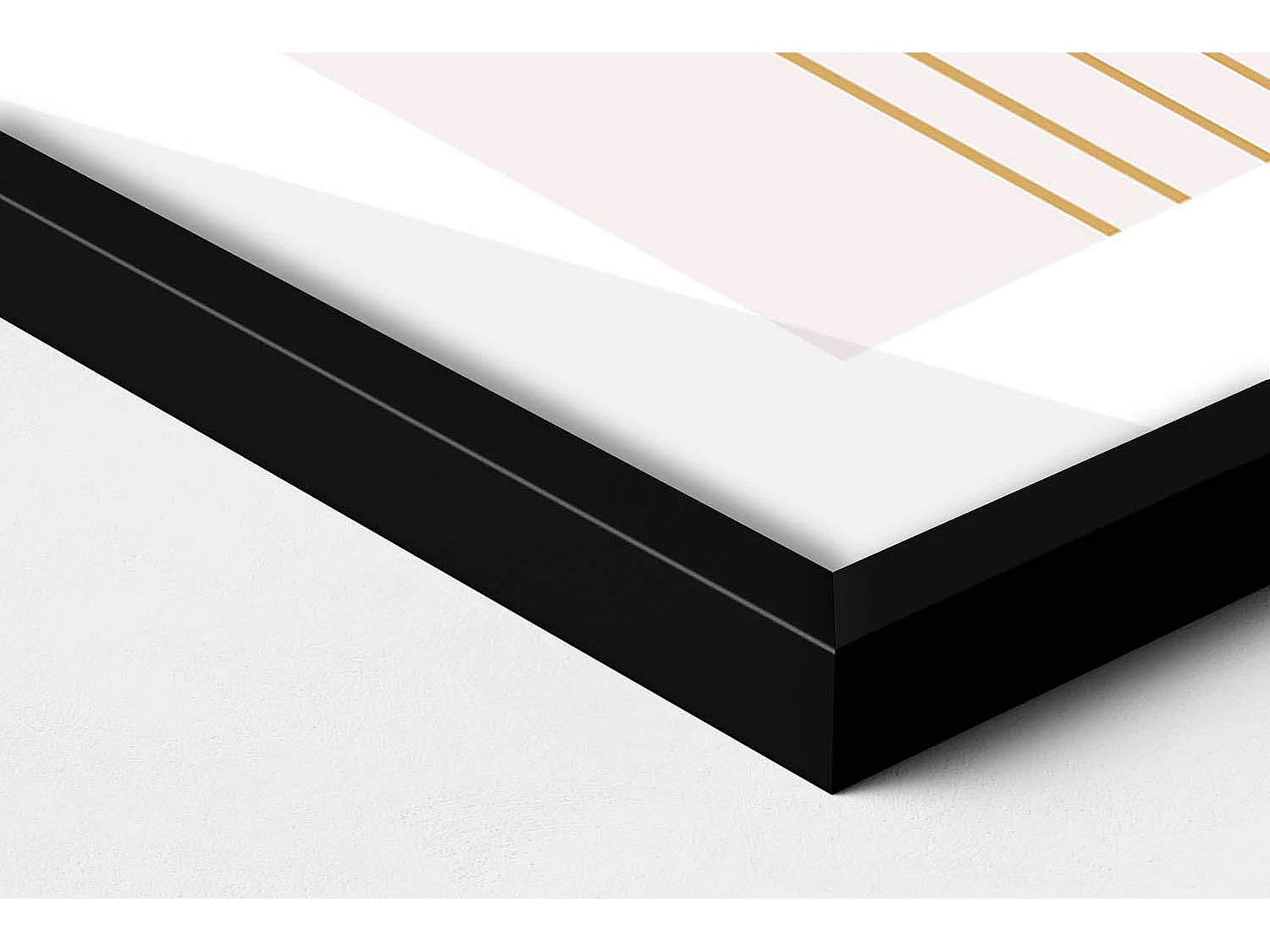 Dekoratives Gemälde mit schwarzem Rahmen, fließende goldene Formen auf beigem Hintergrund, 70 x 100 cm – perfekt für das Wohn- oder Schlafzimmer