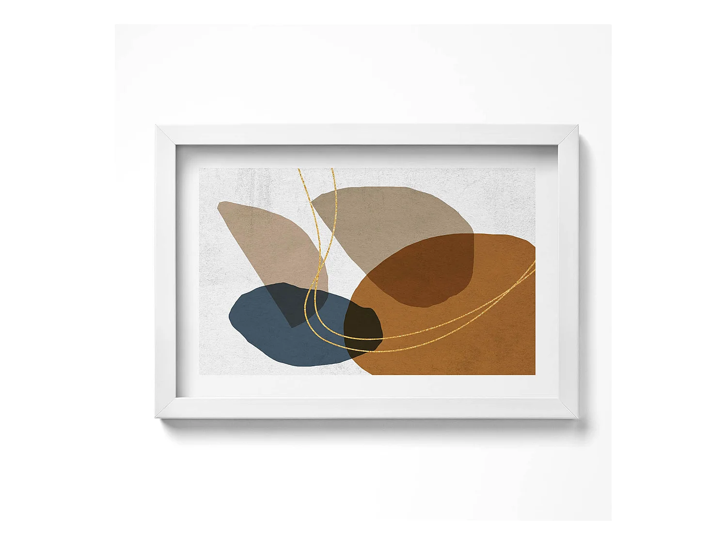 Tableau décoratif avec cadre blanc, Composition bohème abstraite 30 x 20 cm – Parfait pour le salon ou la chambre