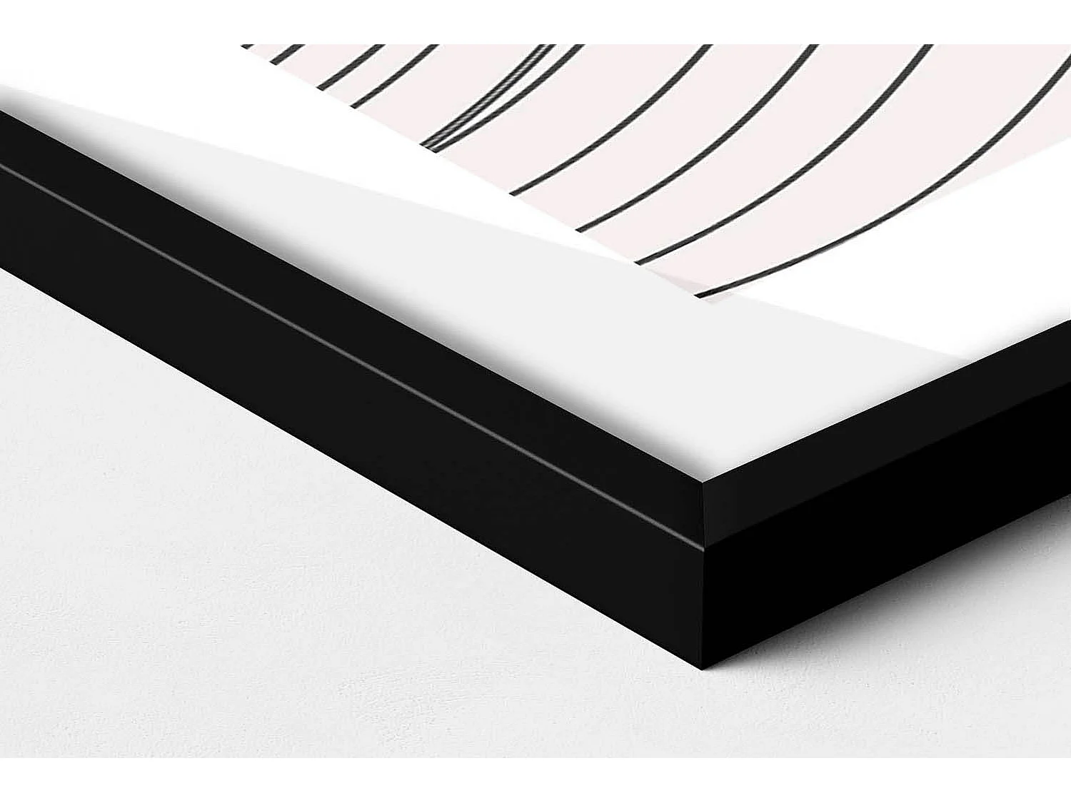 Decoratief schilderij met zwarte lijst, minimalistische abstractie met gouden details 70 x 100 cm – Perfect voor de woon- of slaapkamer