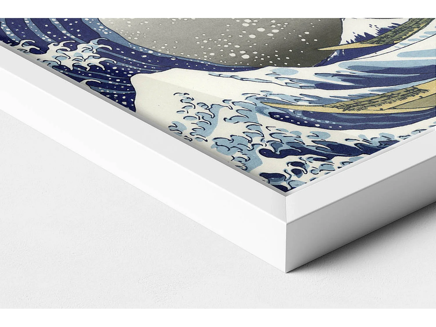 Tableau décoratif avec cadre blanc, Grosse vague à Kanagawa 20 x 30 cm – Parfait pour le salon ou la chambre