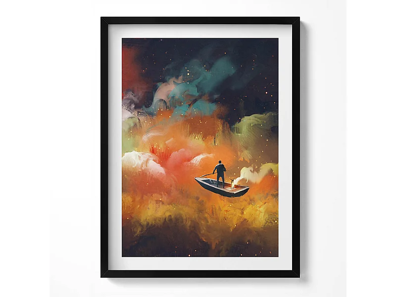 Dekoratives Gemälde mit schwarzem Rahmen, Eine abstrakte Vorstellung vom Erwachsenenleben 60 x 80 cm – Perfekt für das Wohn- oder Schlafzimmer