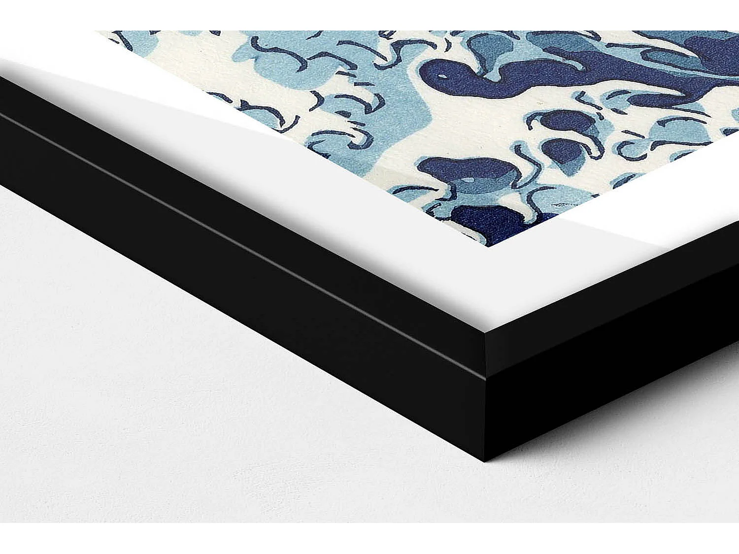 Tableau décoratif avec cadre noir, Grosse vague à Kanagawa 50 x 70 cm– Parfait pour le salon ou la chambre