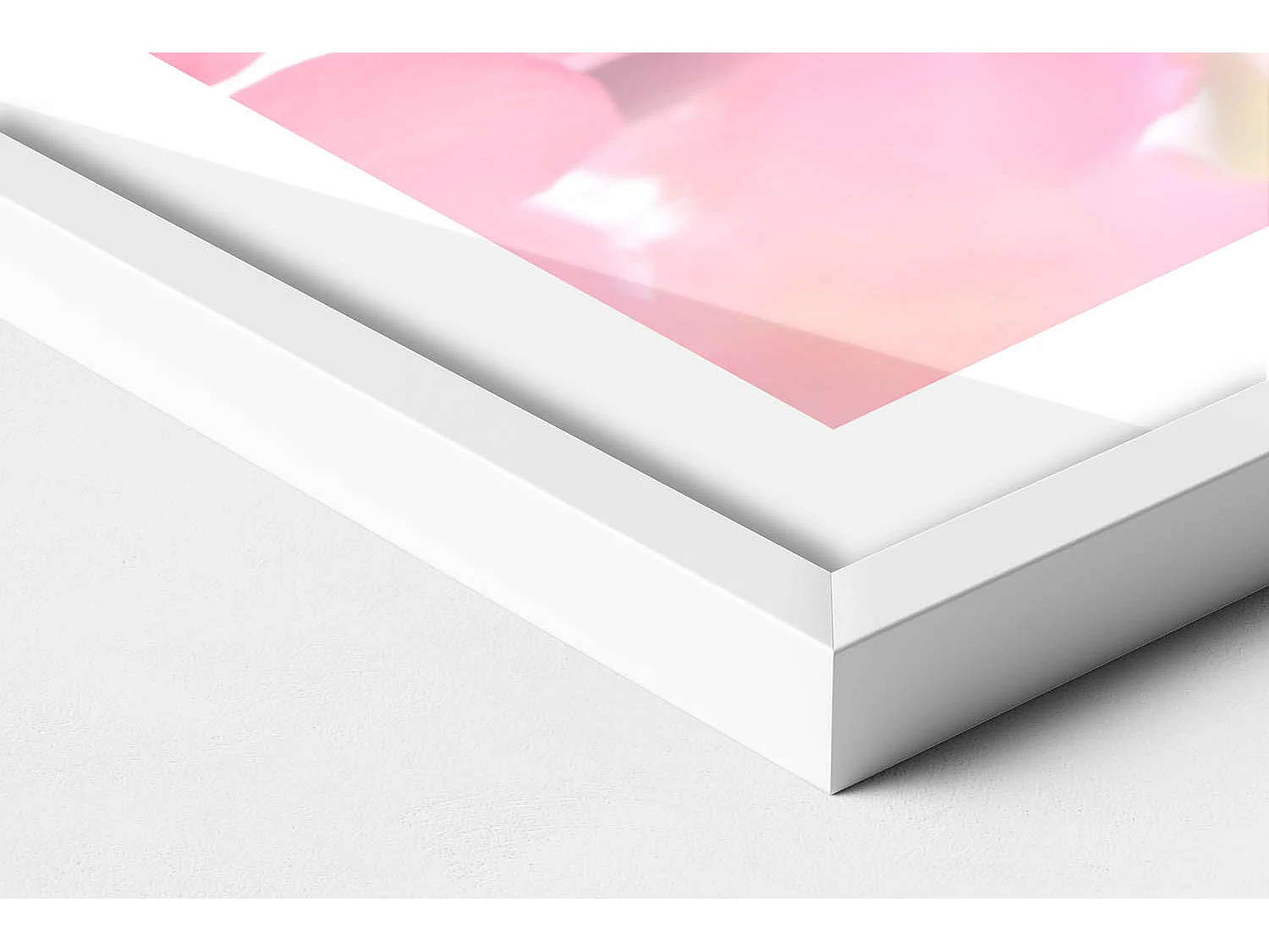 Decoratief schilderij met witte lijst, Roze lentebloemen op de takken 80 x 60 cm – Perfect voor de woon- of slaapkamer