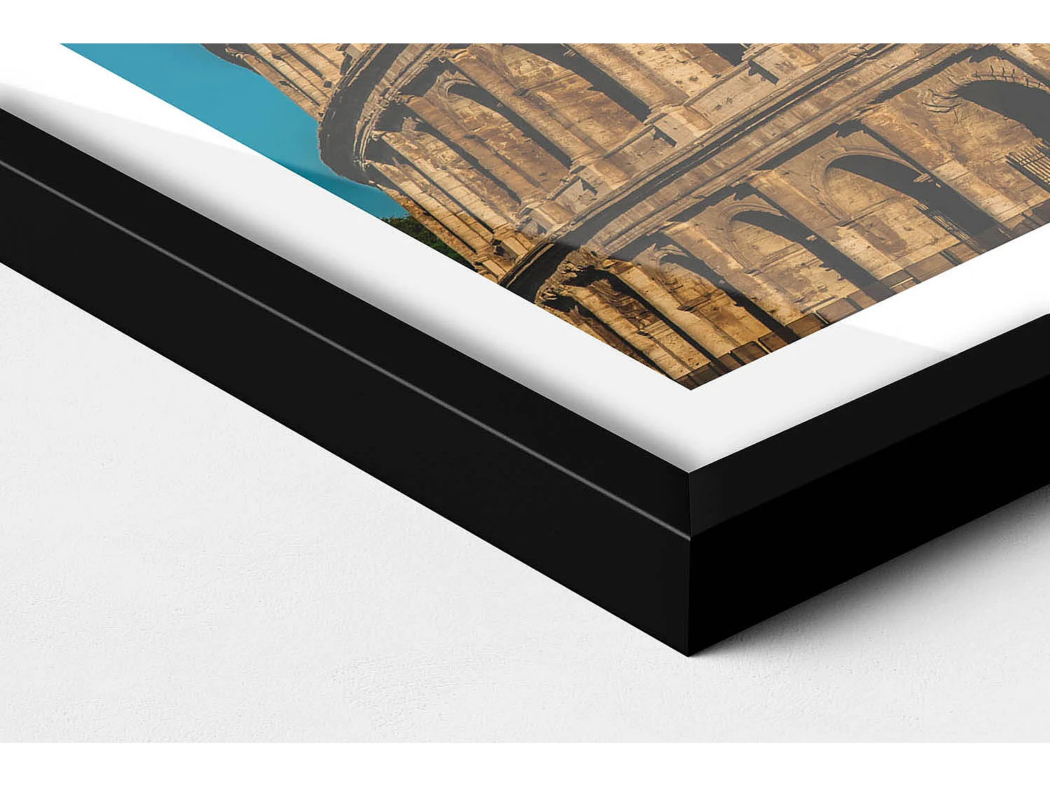 Dekoratives Gemälde mit schwarzem Rahmen, Kolosseum in Italien 60 x 40 cm – Perfekt für das Wohn- oder Schlafzimmer