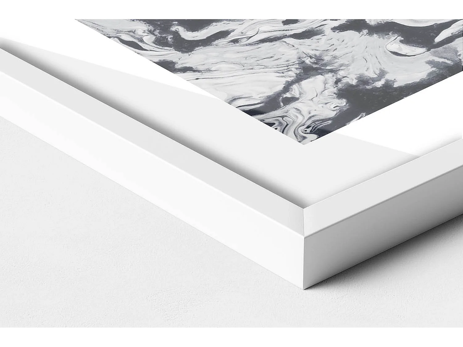 Tableau décoratif avec cadre blanc, Abstraction d'encre - encre de marbre 100 x 70 cm– Parfait pour le salon ou la chambre