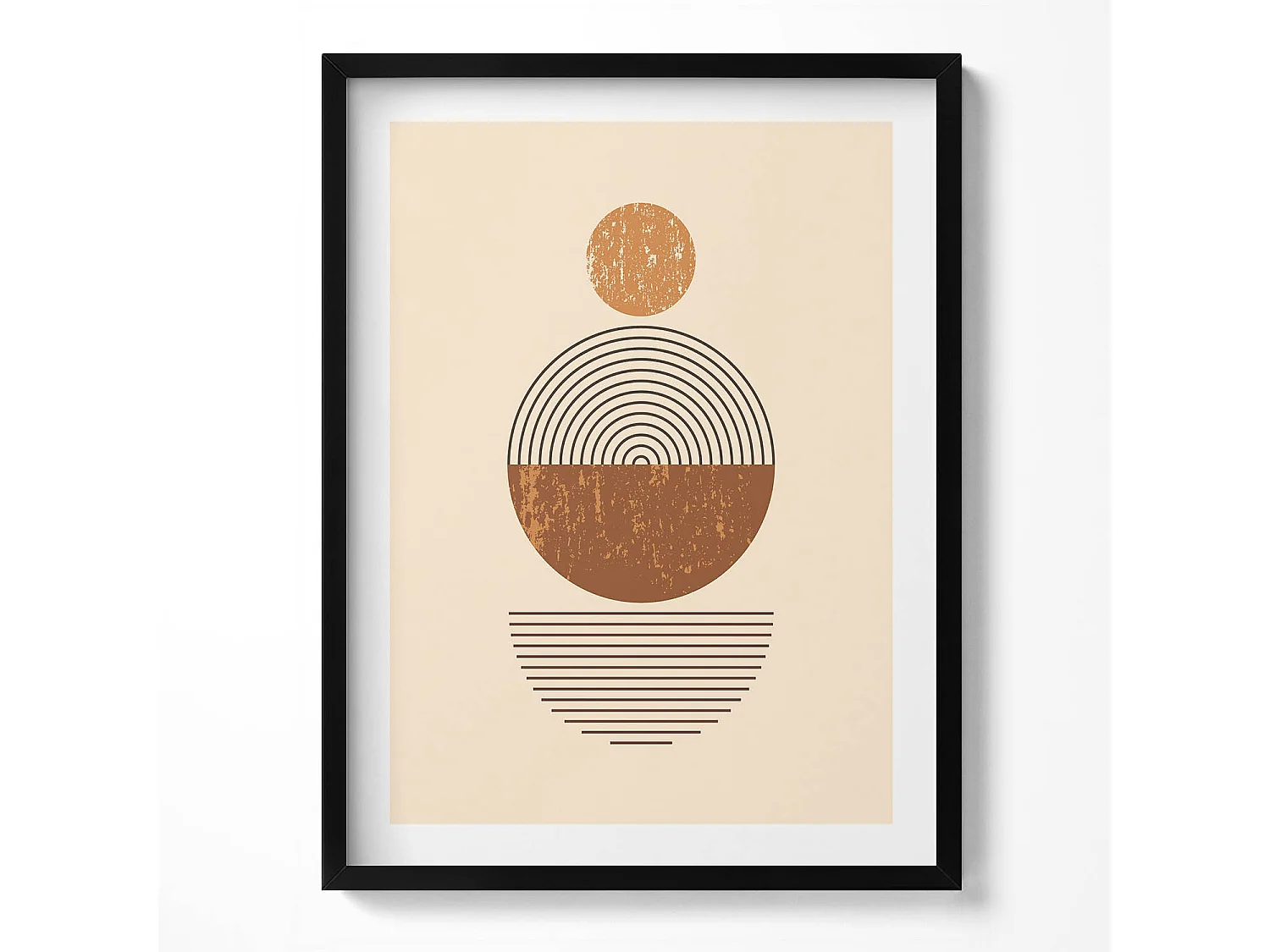 Tableau décoratif avec cadre noir, Art géométrique dans un style bohème 60 x 80 cm– Parfait pour le salon ou la chambre