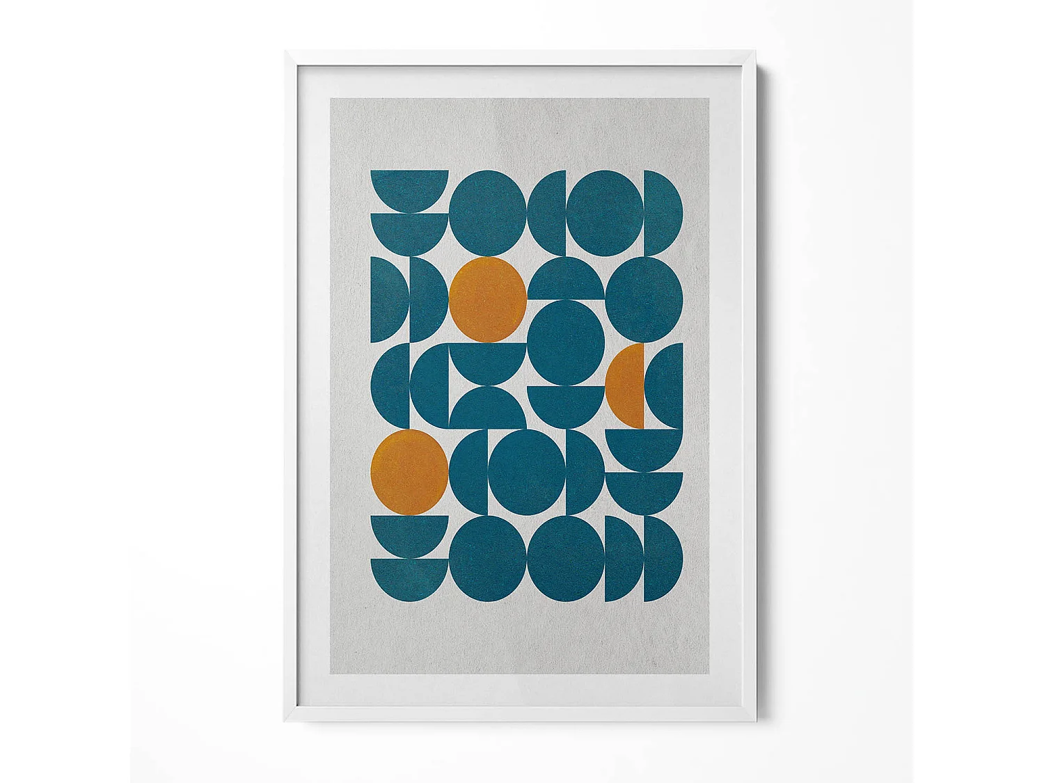 Dekoratives Gemälde mit weißem Rahmen, geometrische Komposition 70 x 100 cm – perfekt für das Wohn- oder Schlafzimmer