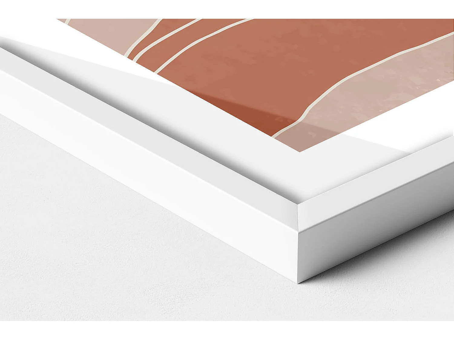 Decoratief schilderij met witte lijst, Illustratie van de opkomende zon 50 x 70 cm – Perfect voor de woon- of slaapkamer