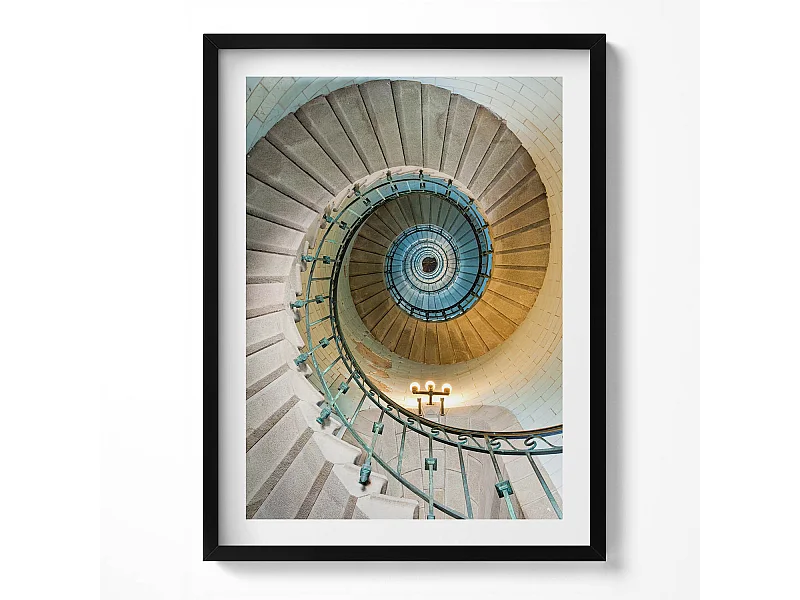 Dekoratives Gemälde mit schwarzem Rahmen, Wendeltreppe 60 x 80 cm – Perfekt für das Wohn- oder Schlafzimmer