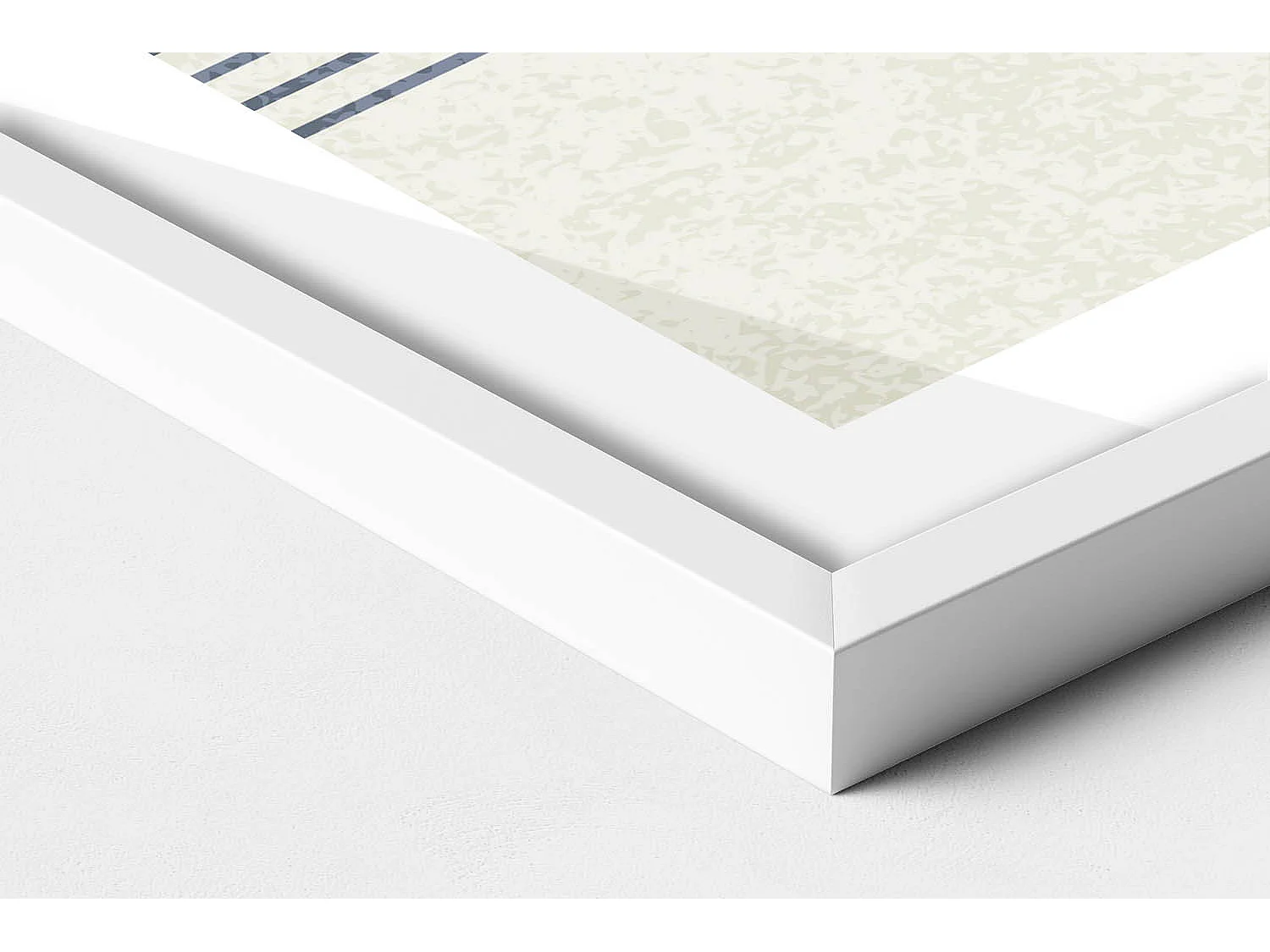 Dekoratives Gemälde mit weißem Rahmen, Linien und Kreis moderner Kunst 80 x 60 cm – Perfekt für das Wohn- oder Schlafzimmer