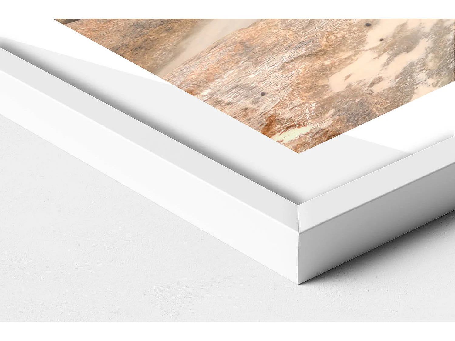 Tableau décoratif avec cadre blanc, Paysage de plage, de mer et de ciel 80 x 60 cm– Parfait pour le salon ou la chambre