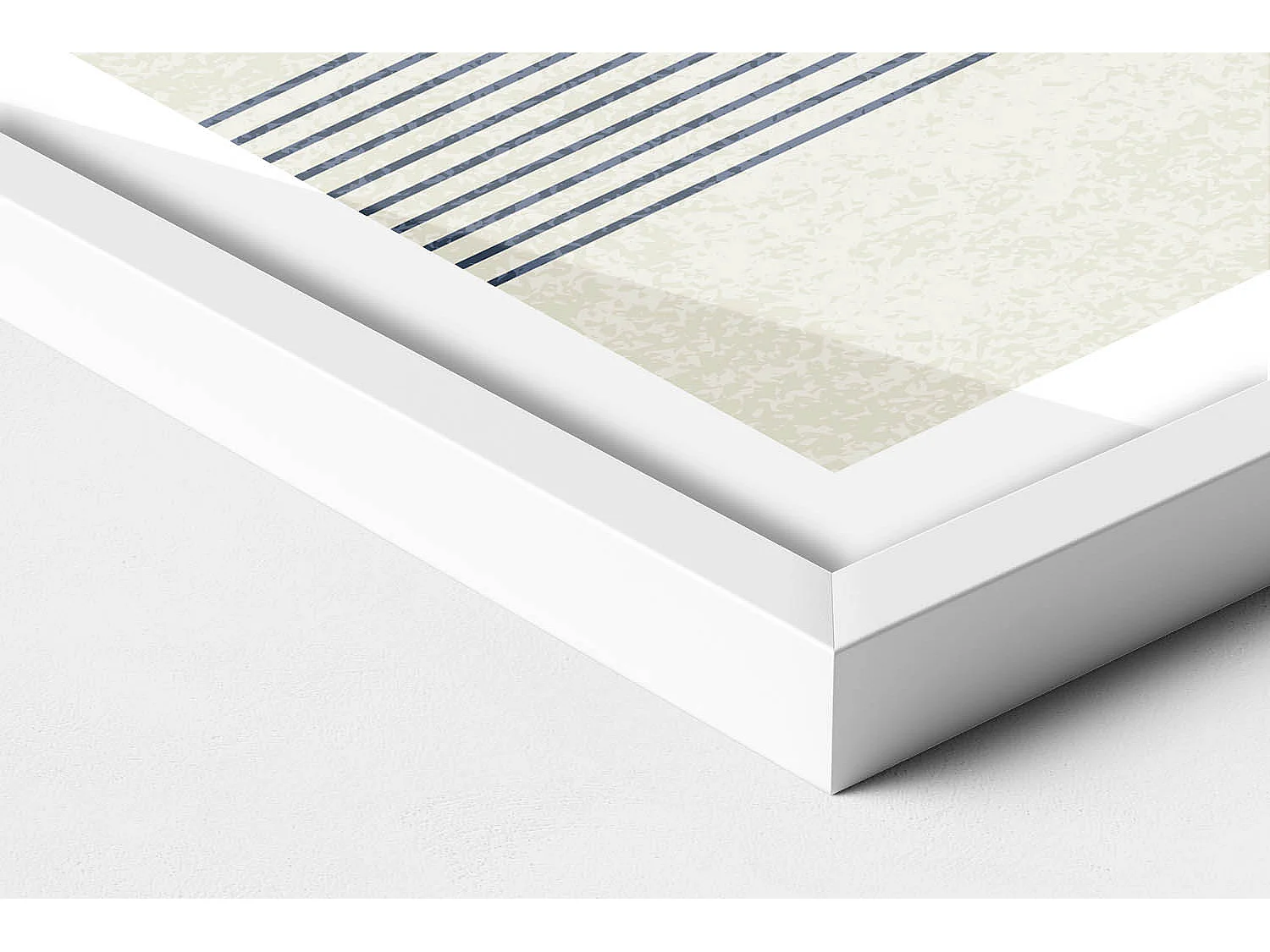 Dekoratives Gemälde mit weißem Rahmen, Linien und Kreis moderner Kunst 60 x 40 cm – Perfekt für das Wohn- oder Schlafzimmer