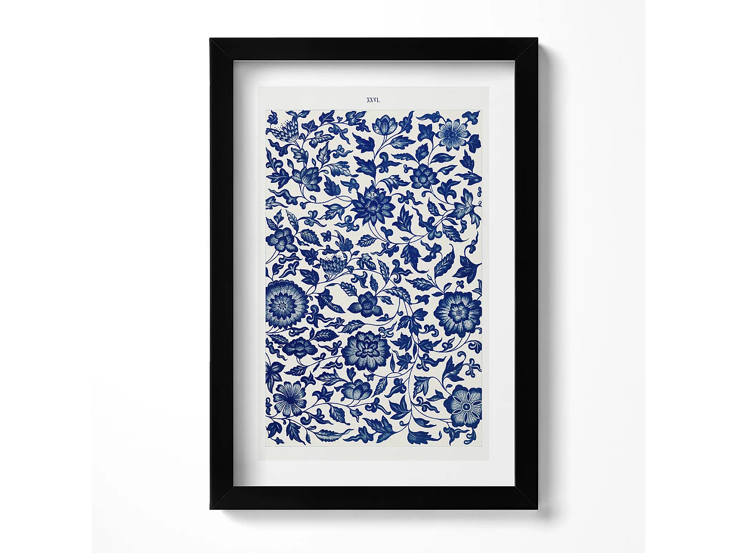 Dekoratives Gemälde mit schwarzem Rahmen, Vintage-Blumenmuster 20 x 30 cm – perfekt für das Wohn- oder Schlafzimmer